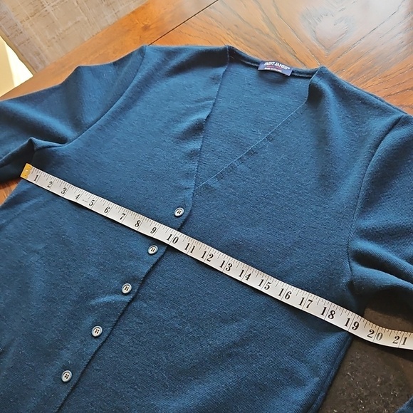 Saint James New Wool Blue Cardigan Sweater Est. Size Large - Picture 8 of 16